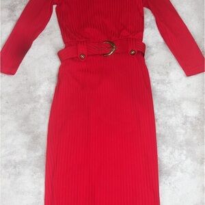 Marni Vibrant Red Long Sleeve Dress with Belt